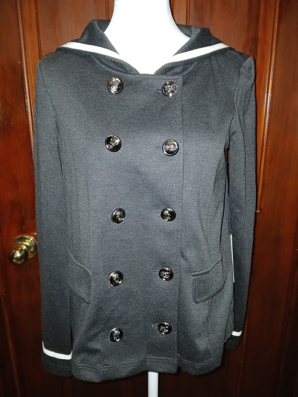 Women’s Double-Breasted Sailor Light Weight Coat In Charcoal